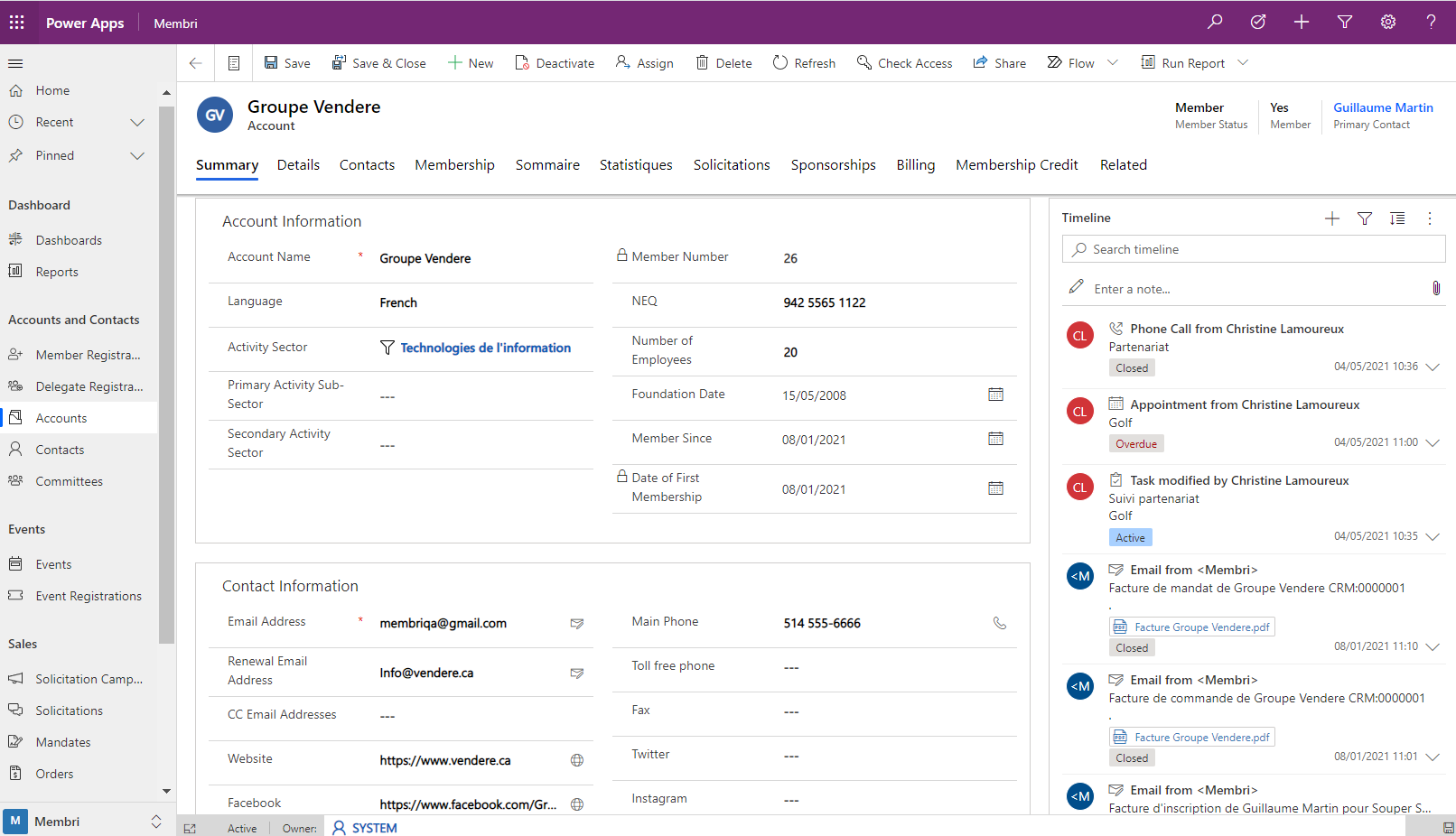 screenshot of Membri 365